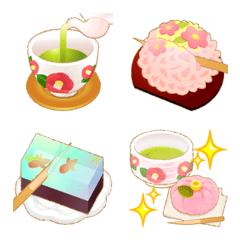 動く♩抹茶と和菓子の絵文字