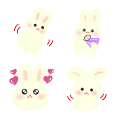 Fluffy white rabbit moves Emoji