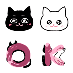 Black cat and white cat, animated emoji