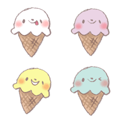 Ice cream with various expressions