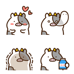 Black and white cartoon Choco Cow Emoji