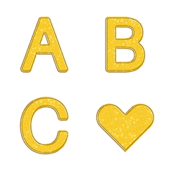 Huruf Alfabet Emoji Emas Berkilau