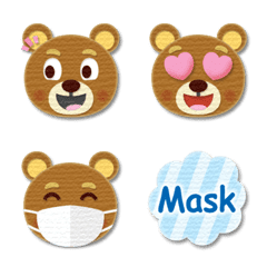 papercut art bear & english words emoji
