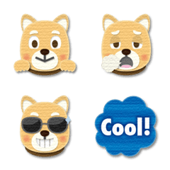 papercut art dog & english words emoji