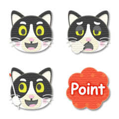 papercut art cat & english words emoji