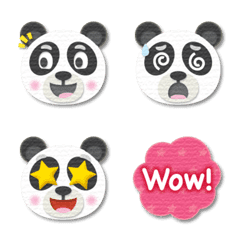 papercut art panda& english words emoji