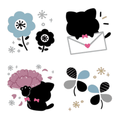 Cute Nordic style Black cat move Emoji4