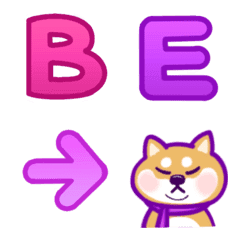英文字母數字表情貼-神秘紫色x搞怪柴犬表情