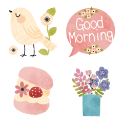 Gentle Emoji of flowers and birds