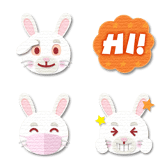 papercut art rabbit&english words emoji