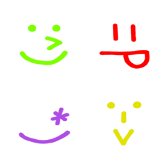 Sideways emoticon (colorful handwriting)
