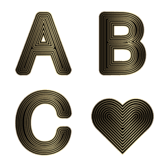 Huruf Alfabet Emoji Art Deco Emas