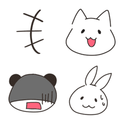 シンプル動物絵文字(パンダ・うさぎ・猫)
