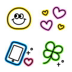 Useful colorful neon emoji