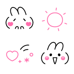 Animated Cute pink rabbit expressions