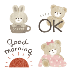 Kawaii bear and rabbit