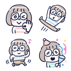 Girl in glasses with bob hair emoji/4