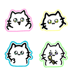 Colorful drawing cute cat emoji