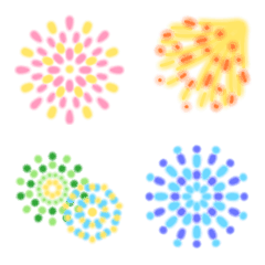 Neon fireworks emoji set