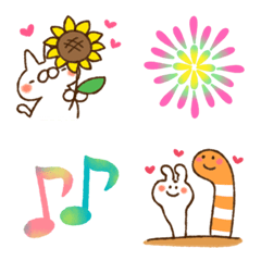 emoji cat and rabbit in summer