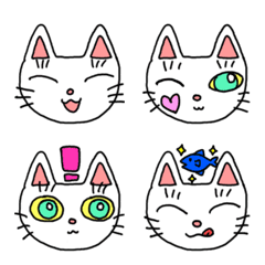 White cat Harunya's fluffy Emoji.