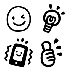simple monokuro line emoji