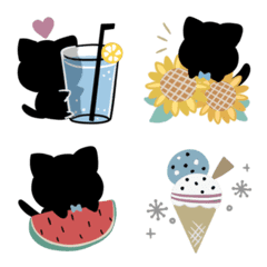 Cute Nordic style Black cat move Emoji6