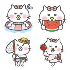 Ribon cat emoji summer