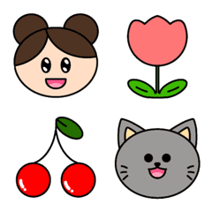 Cute emoji / girl and cat