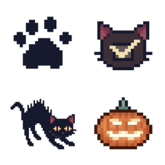 Pixel black cat emoji