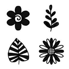 อิโมจิดอกไม้และใบไม้เวอร์ชันสีดำ