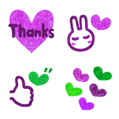 紫緑☂️☘️ハートだらけ☂️☘️絵文字