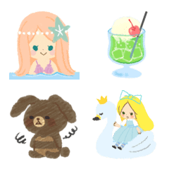 Fairy tale frends 人魚姫の夏の絵文字