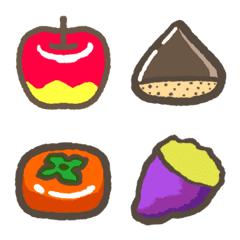 秋の食べ物と落ち葉