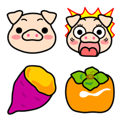 cute pig and fruit emoji