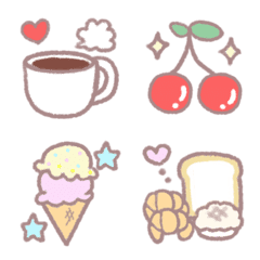 Soft pastel emoji drinks and food