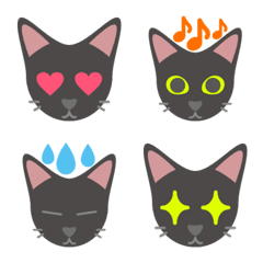 Bombay-cat & Black cat Cute Emoji