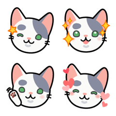 kawaii 2CLR(GY&WT) cat emoticon | Emoji