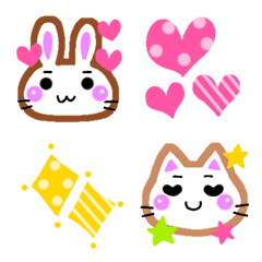 Simple  cute cats & rabbits Emoji.