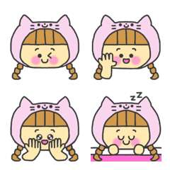 A cute emoji cat costume girl.