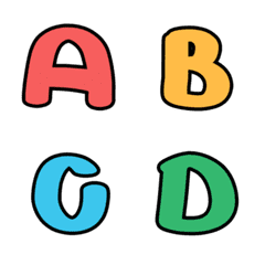 อิโมจิไลน์ ตัวอักษรภาษาอังกฤษ ตัวเลข สีสดใสวัยเด็ก