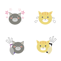 Orange gray cat expression stickers