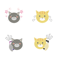 Orange gray cat expression stickers