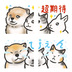 Dogs, cats, and rabbits connected emojis