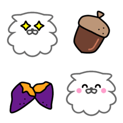 fluffy white dog autumn emoji
