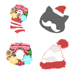 Emoji kucing berjanggut Natal Santa