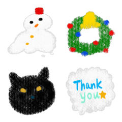 Crayon style winter emoji