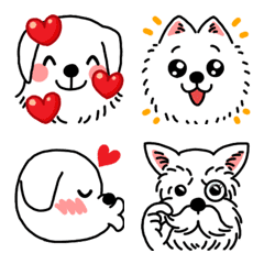 4 White Dogs Emoji