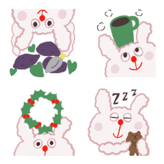 Winter emoji of the fluffy rabbit