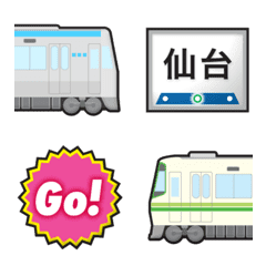 仙台 水色と緑の地下鉄と駅名標 絵文字